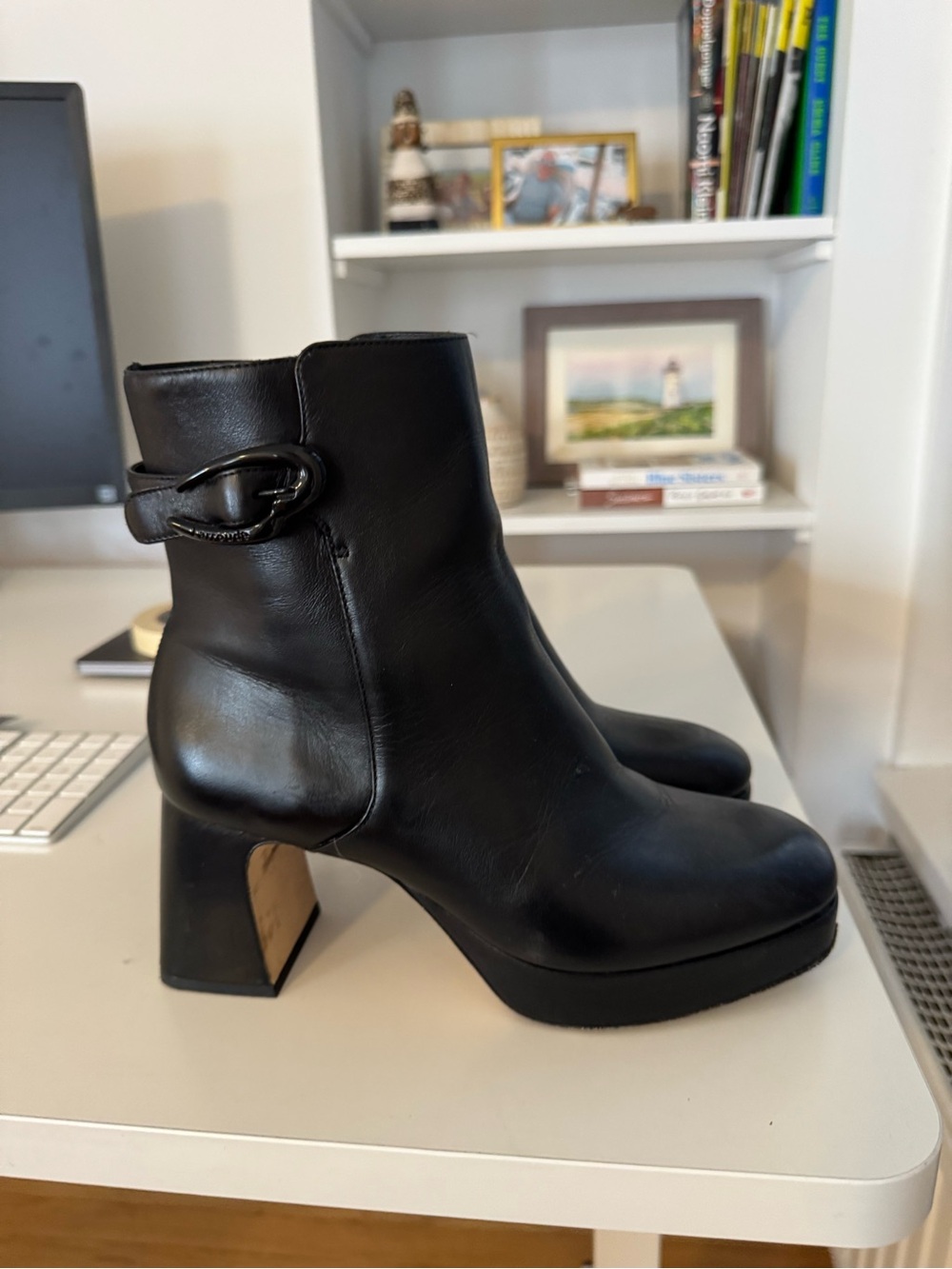 Larroude Dolly Verona Low Boot In Black Leather